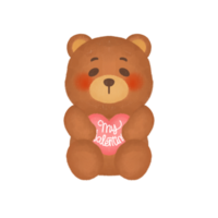 a brown teddy bear with a pink heart png