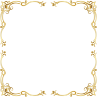 golden frame with floral pattern on transparent background png