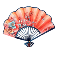 AI generated Chinese fan with flowers Watercolor.AI Generate png