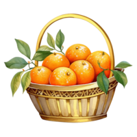 AI generated Basket with tangerines. clipart watercolor .AI Generate png