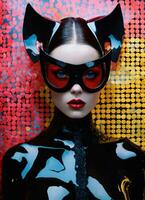 AI generated Fashion shot of a beautiful woman in a carnival mask. ai generative. ai generative photo