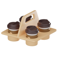 Coffee Harmony, of Cup Tray with Four Paper Cups for Aromatic Bliss. 3D render. png