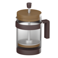 Coffee Plunger Drink Icon for Cafes and Relaxation. 3D Render png