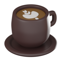 Creamy Latte Elegance, 3D Coffee Icon for Cafes and More. 3D render png