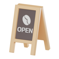 3D Open Board Icon for Cafes and Coffee Shops. 3D render png