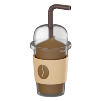 café frappe dentro descartável copo. 3d render png