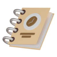 3d Symbol von Kaffee Buch Speisekarte zum gemütlich Cafés. 3d machen png