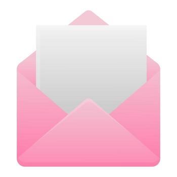 un vacío letra en un rosado sobre en un blanco antecedentes. vector