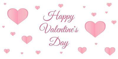 Valentine's Day greeting card template. Hearts on a pink background and Valentine's Day text. Vector. vector