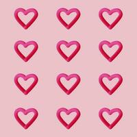 A banner with a 3d heart-shaped line on a pink background. The concept of Valentine's Day, wedding, anniversary. vector illustration. retro style