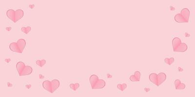 hearts on a pink background. space for text. Template for Valentines Day greeting card, greeting card designer, wedding, mothers day. Vector