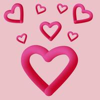 A Valentine's Day card. 3d heart-shaped line on pink background. vector illustration. y2k