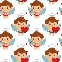 Seamless pattern for Valentine's Day or proposal, wedding. Cupid, hearts, Cupid's arrows. Vector illustration.