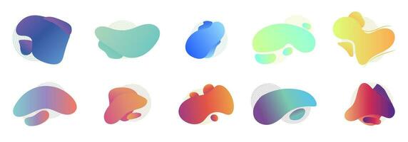 Abstract gradient shapes. Set of gradient iridescent shapes, banner. Vector illustration.ration