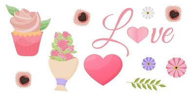 set Valentine's Day elements. vector illustrations