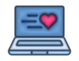 a 3d Laptop And Heart Sticker on a transparent background png