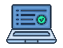 ein 3d Laptop Checkliste Aufkleber auf ein transparent Hintergrund png