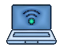 un' 3d il computer portatile Wi-Fi etichetta su un' trasparente sfondo png