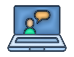 a 3d Laptop Video Conference Sticker on a transparent background png