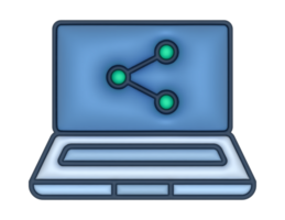 un' 3d il computer portatile Condividere etichetta su un' trasparente sfondo png