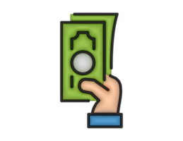 ein 3d Kasse Geld und Hand auf ein transparent Hintergrund png