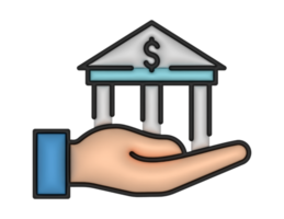 a 3d Bank And Hand on a transparent background png