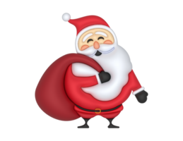 un 3d Papa Noel claus saco en un transparente antecedentes png