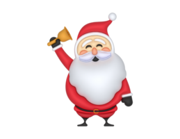 a 3d Santa Claus And Bell on a transparent background png