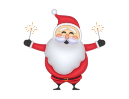 en 3d santa claus och sparkler på en transparent bakgrund png