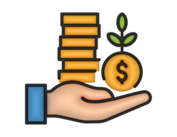 a 3d Investment And Hand on a transparent background png