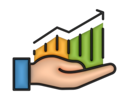 un' 3d finanziario grafico su un' trasparente sfondo png