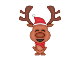 a 3d Santa Claus Reindeer on a transparent background png