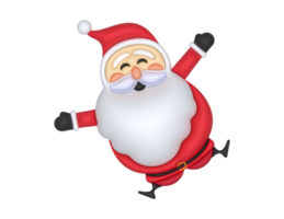 un 3d Papa Noel claus saltando en un transparente antecedentes png