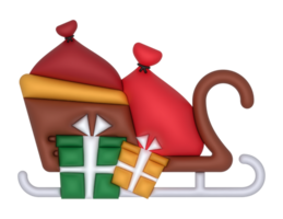 a 3d Santa Claus Sled 2 on a transparent background png