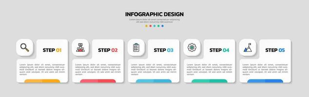 moderno negocio infografía plantilla, cuadrado forma con 5 5 opciones o pasos iconos vector