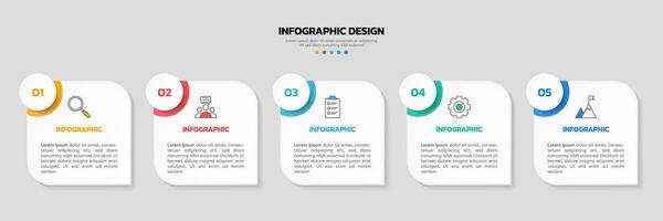 moderno negocio infografía plantilla, cuadrado forma con 5 5 opciones o pasos iconos vector