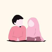 Happy Arabic couple talking outdoors. vector