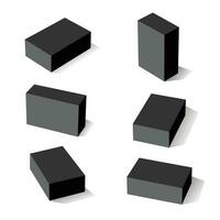 cajas blancas rectangulares, representación 3d con sombras. conjunto de cajas para diseño de embalaje y marca, cajas de maquetas en diferentes posiciones. vector