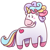 carino unicorno clipart design isolato kawaii png