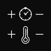 Time and temperature icons. Stopwatch and thermometer symbol. For use in household appliances vector