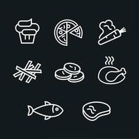 Food Icon Set Simple Line Style. vector