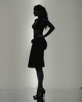 AI generated Silhouette of three women in black and white dresses, studio shot. ai generative photo