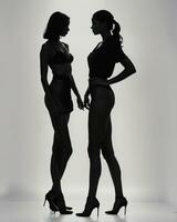 AI generated Silhouette of beautiful women on a white background. ai generative photo