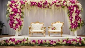 AI generated a wedding ceremony with chairs and flowers photo