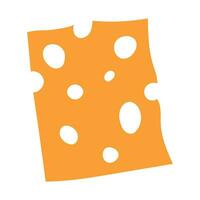 Piece of yellow cheese with holes, isolated element. Modern flat vector illustration