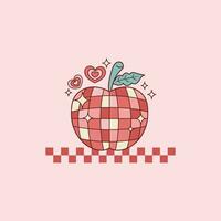 linda retro ilustración para manzana profesores con un disco esfera forma vector