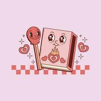 cute retro illustration of matchboxes in love vector