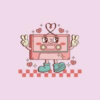 cute retro illustration of retro music cassette for retro music lovers vector