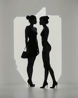 AI generated Silhouette of three women in black and white dresses, studio shot. ai generative photo