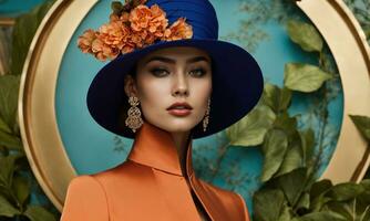 AI generated a beautiful brunette woman in a luxury dress. ai generative photo